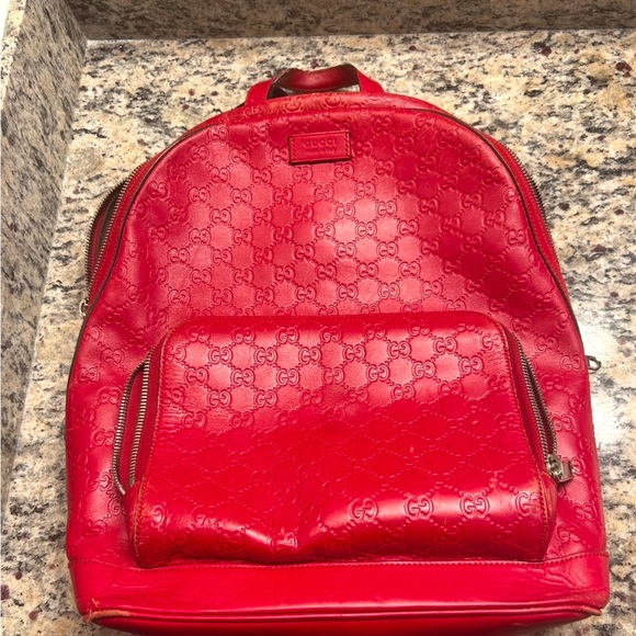 Gucci Other - Gucci Red Leather Backpack